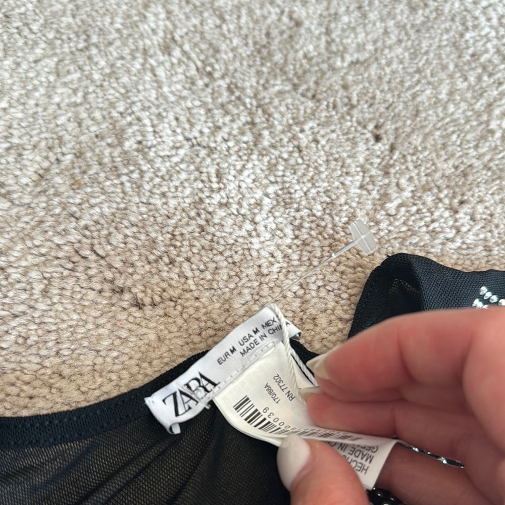 Zara Black & Silver rhinestone Bodysuit One Piece - Picture 7 of 8